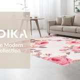 Ultra Soft Area Rug, Non Slip, Stain Resistant, Washable Area Rugs for Living Room, Bedroom, Vivid Rose Shaped Decor Accent(Pink)