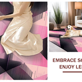 Ultra Soft Area Rug, Non Slip, Stain Resistant, Washable Area Rugs for Living Room, Bedroom, Vibrant Geometric Color Block(Pink)