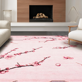 Ultra Soft Area Rug, Non Slip, Stain Resistant, Washable Area Rugs for Living Room, Bedroom, Delicate Pink Blossom Motif(Pink)