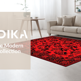 Ultra Soft Area Rug, Non Slip, Stain Resistant, Washable Area Rugs for Living Room, Bedroom, Artful Distressed Floral Composition(Red)