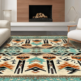 Ultra Soft Area Rug, Non Slip, Stain Resistant, Washable Area Rugs for Living Room, Bedroom, Retro Inspired Native American Style(Brown)