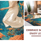 Ultra Soft Area Rug, Non Slip, Stain Resistant, Washable Area Rugs for Living Room, Bedroom, Vibrant Turtle Reef Carpet With Tropical Fish Underwater Paradise Design(Blue)