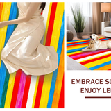 Ultra Soft Area Rug, Non Slip, Stain Resistant, Washable Area Rugs for Living Room, Bedroom, Fun Cheerful Stripe Fusion(Red)