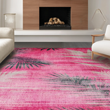 Ultra Soft Area Rug, Non Slip, Stain Resistant, Washable Area Rugs for Living Room, Bedroom, Rustic Colorful Tribal Design(Pink)