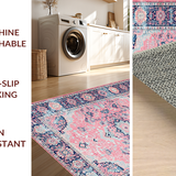 Ultra Soft Area Rug, Non Slip, Stain Resistant, Washable Area Rugs for Living Room, Bedroom, Cozy Lattice Patterned Visuals(Pink)