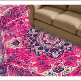 Ultra Soft Area Rug, Non Slip, Stain Resistant, Washable Area Rugs for Living Room, Bedroom, Whimsical Boho Medallion Retreat(Pink)