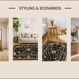 Ultra Soft Area Rug, Non Slip, Stain Resistant, Washable Area Rugs for Living Room, Bedroom, Stylish Black and Grey Elegance(Black)
