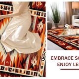 Ultra Soft Area Rug, Non Slip, Stain Resistant, Washable Area Rugs for Living Room, Bedroom, Vintage Artistic Geometric Print(Orange)