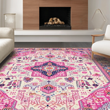 Ultra Soft Area Rug, Non Slip, Stain Resistant, Washable Area Rugs for Living Room, Bedroom, Whimsical Colorful Lattice Style(Pink)