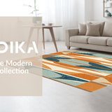 Ultra Soft Area Rug, Non Slip, Stain Resistant, Washable Area Rugs for Living Room, Bedroom, Bright Ocean Wave Inspired Rug(Orange)