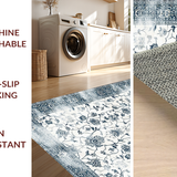 Ultra Soft Area Rug, Non Slip, Stain Resistant, Washable Area Rugs for Living Room, Bedroom, Artful Distressed Geometric Aesthetic(White)
