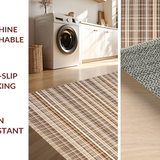 Ultra Soft Area Rug, Non Slip, Stain Resistant, Washable Area Rugs for Living Room, Bedroom, Elegant Rustic Checkered Aesthetic(Brown)