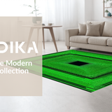 Ultra Soft Area Rug, Non Slip, Stain Resistant, Washable Area Rugs for Living Room, Bedroom, Sleek Monochrome Hypnotic Design(Green)