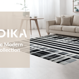 Ultra Soft Area Rug, Non Slip, Stain Resistant, Washable Area Rugs for Living Room, Bedroom, Layered Doorstep Rug with Artistic Stripe Harmony and Modern Geometric Flair(Black)