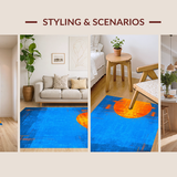 Ultra Soft Area Rug, Non Slip, Stain Resistant, Washable Area Rugs for Living Room, Bedroom, Sleek Minimalist Gradient Flow(Blue)