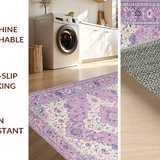 Ultra Soft Area Rug, Non Slip, Stain Resistant, Washable Area Rugs for Living Room, Bedroom, Contemporary Circular Floral Aesthetic(Purple)