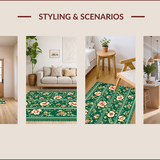 Ultra Soft Area Rug, Non Slip, Stain Resistant, Washable Area Rugs for Living Room, Bedroom, Vintage Non-Slip Living Room Area Rug Green(Green)