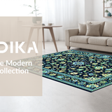 Ultra Soft Area Rug, Non Slip, Stain Resistant, Washable Area Rugs for Living Room, Bedroom, Vibrant Distressed Geometric Elegance(Blue)