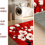 Ultra Soft Area Rug, Non Slip, Stain Resistant, Washable Area Rugs for Living Room, Bedroom, Luxurious Asian Inspired Decor(Red)