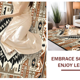 Ultra Soft Area Rug, Non Slip, Stain Resistant, Washable Area Rugs for Living Room, Bedroom, Tribal Textured Earthy Palette(Brown)