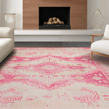 Ultra Soft Area Rug, Non Slip, Stain Resistant, Washable Area Rugs for Living Room, Bedroom, Refined Modern Tiled Arrangement(Pink)