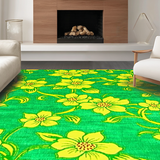 Ultra Soft Area Rug, Non Slip, Stain Resistant, Washable Area Rugs for Living Room, Bedroom, Elegant Botanical Round Design(Green)