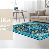 Ultra Soft Area Rug, Non Slip, Stain Resistant, Washable Area Rugs for Living Room, Bedroom, Distressed Blue Vintage Living Room Non-Slip Carpet(Blue)