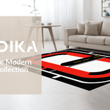 Ultra Soft Area Rug, Non Slip, Stain Resistant, Washable Area Rugs for Living Room, Bedroom, Sleek Checkered Racing Style(Black)