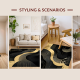 Ultra Soft Area Rug, Non Slip, Stain Resistant, Washable Area Rugs for Living Room, Bedroom, Stylish Minimalist Tiled Motif(Gold)