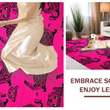 Ultra Soft Area Rug, Non Slip, Stain Resistant, Washable Area Rugs for Living Room, Bedroom, Striking Graphic Animal Theme(Pink)