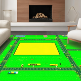 Ultra Soft Area Rug, Non Slip, Stain Resistant, Washable Area Rugs for Living Room, Bedroom, Urban Playmat with Scenic Landmarks(Yellow)