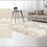 Ultra Soft Area Rug, Non Slip, Stain Resistant, Washable Area Rugs for Living Room, Bedroom, Elegant Earthy Tiled Aesthetic(Beige)