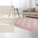 Ultra Soft Area Rug, Non Slip, Stain Resistant, Washable Area Rugs for Living Room, Bedroom, Chic Pastel Floral Swirl(Pink)