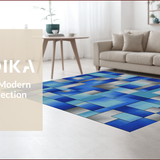 Ultra Soft Area Rug, Non Slip, Stain Resistant, Washable Area Rugs for Living Room, Bedroom, Sophisticated Blue Toned Art Design(Blue)