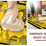 Ultra Soft Area Rug, Non Slip, Stain Resistant, Washable Area Rugs for Living Room, Bedroom, Artistic Yellow Animal Motif(Yellow)