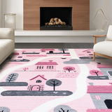 Ultra Soft Area Rug, Non Slip, Stain Resistant, Washable Area Rugs for Living Room, Bedroom, Stylish Soft-Toned Fantasy Layout(Pink)