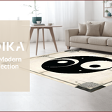 Ultra Soft Area Rug, Non Slip, Stain Resistant, Washable Area Rugs for Living Room, Bedroom, Contemporary Monochrome Symbolic Design(Black)