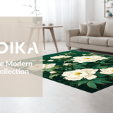 Ultra Soft Area Rug, Non Slip, Stain Resistant, Washable Area Rugs for Living Room, Bedroom, Playful Organic Floral Arrangement(White)