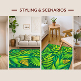 Ultra Soft Area Rug, Non Slip, Stain Resistant, Washable Area Rugs for Living Room, Bedroom, Vibrant Floral Cartoon Theme(Green)