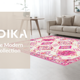 Ultra Soft Area Rug, Non Slip, Stain Resistant, Washable Area Rugs for Living Room, Bedroom, Chic Colorful Abstract Motif(White)