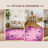 Ultra Soft Area Rug, Non Slip, Stain Resistant, Washable Area Rugs for Living Room, Bedroom, Soft Pastel Butterfly Bliss(Pink)