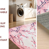 Ultra Soft Area Rug, Non Slip, Stain Resistant, Washable Area Rugs for Living Room, Bedroom, Tranquil Rustic Blossom Theme(Pink)