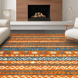Ultra Soft Area Rug, Non Slip, Stain Resistant, Washable Area Rugs for Living Room, Bedroom, Modern Ethnic Tiled Design(Orange)