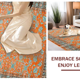 Ultra Soft Area Rug, Non Slip, Stain Resistant, Washable Area Rugs for Living Room, Bedroom, Vibrant Earthy Floral Geometry(Orange)