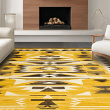 Ultra Soft Area Rug, Non Slip, Stain Resistant, Washable Area Rugs for Living Room, Bedroom, Chic Yellow-Brown Abstract Composition(Yellow)