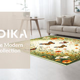 Ultra Soft Area Rug, Non Slip, Stain Resistant, Washable Area Rugs for Living Room, Bedroom, Artistic Floral Fantasy Theme(Ivory)