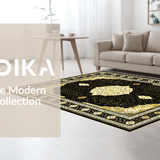 Ultra Soft Area Rug, Non Slip, Stain Resistant, Washable Area Rugs for Living Room, Bedroom, Elegant Black Floral Symphony(Black)