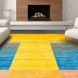 Ultra Soft Area Rug, Non Slip, Stain Resistant, Washable Area Rugs for Living Room, Bedroom, Minimalist Lively Wave Formation(Yellow)