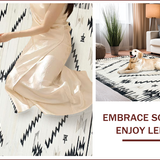 Ultra Soft Area Rug, Non Slip, Stain Resistant, Washable Area Rugs for Living Room, Bedroom, Elegant Neutral Geometric Motif(Gray)