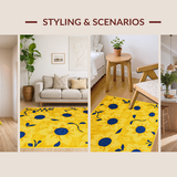 Ultra Soft Area Rug, Non Slip, Stain Resistant, Washable Area Rugs for Living Room, Bedroom, Dynamic Irregular Floral Statement(Yellow)